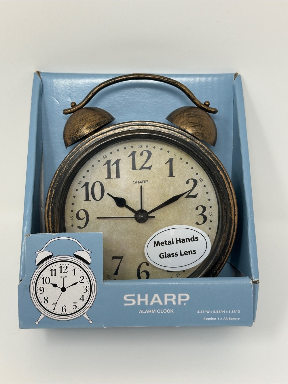Sharp Vintage-Style Bronze Alarm Clock Decor